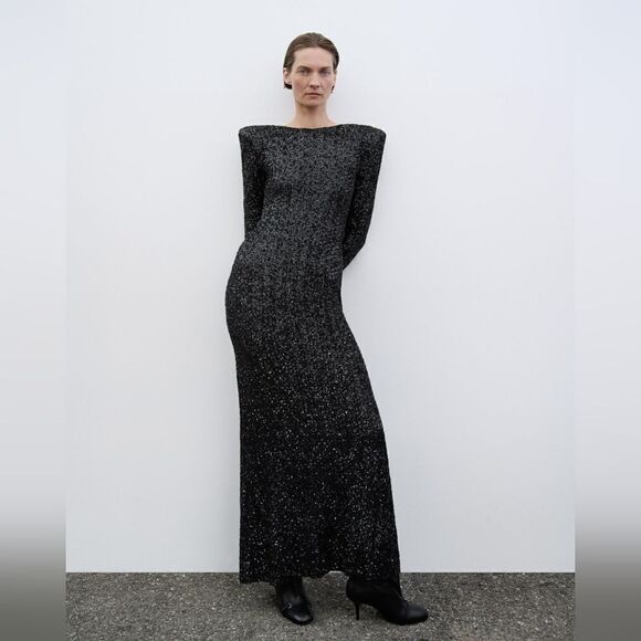 ZARA SHOULDER PAD SEQUIN DRESS - Picture 16 of 16